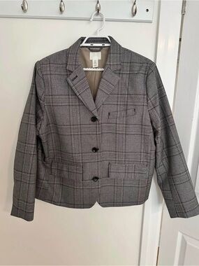 H&M Gray Plaid Women's Blazer Jacket